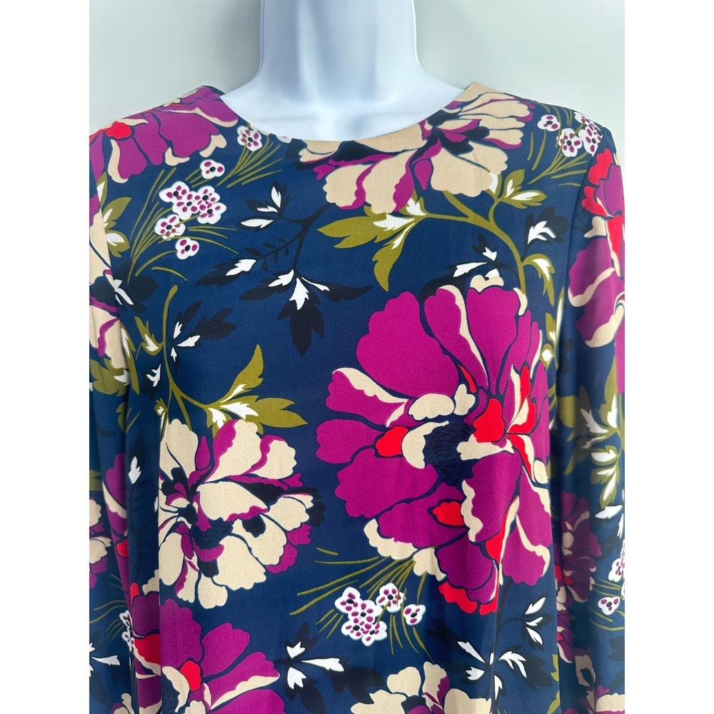 Tommy Hilfiger Chiffon Navy Floral Shift Dress Classic Career Chic Size 10 NWT - Picture 4 of 14